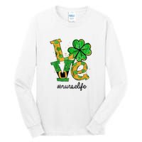 LOVE Shamrock Nurse Life Funny St Patrick's Day Tall Long Sleeve T-Shirt