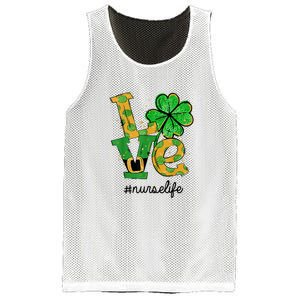 LOVE Shamrock Nurse Life Funny St Patrick's Day Mesh Reversible Basketball Jersey Tank