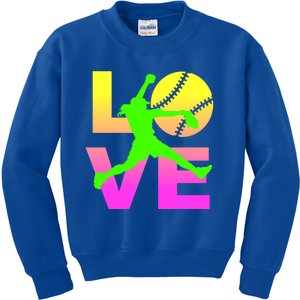 Love Softball N Great Gift Kids Sweatshirt