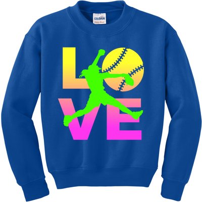 Love Softball N Great Gift Kids Sweatshirt