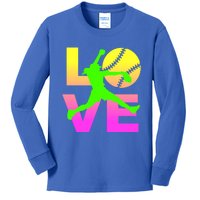 Love Softball N Great Gift Kids Long Sleeve Shirt