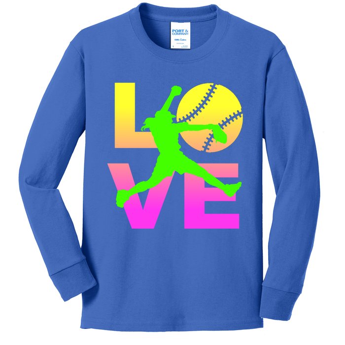 Love Softball N Great Gift Kids Long Sleeve Shirt