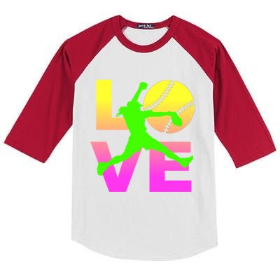 Love Softball N Great Gift Kids Colorblock Raglan Jersey