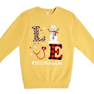 Love Sicu Nurse Life Snow Christmas Nurse Xmas Pajamas Gift Premium Crewneck Sweatshirt