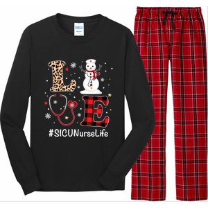 Love Sicu Nurse Life Snow Christmas Nurse Xmas Pajamas Gift Long Sleeve Pajama Set