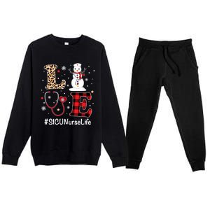 Love Sicu Nurse Life Snow Christmas Nurse Xmas Pajamas Gift Premium Crewneck Sweatsuit Set