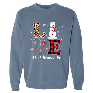 Love Sicu Nurse Life Snow Christmas Nurse Xmas Pajamas Gift Garment-Dyed Sweatshirt