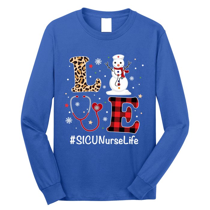 Love Sicu Nurse Life Snow Christmas Nurse Xmas Pajamas Gift Long Sleeve Shirt