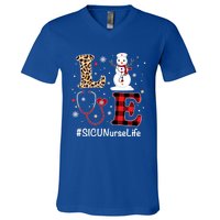 Love Sicu Nurse Life Snow Christmas Nurse Xmas Pajamas Gift V-Neck T-Shirt