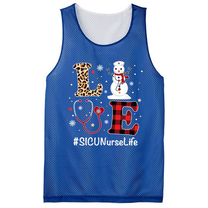 Love Sicu Nurse Life Snow Christmas Nurse Xmas Pajamas Gift Mesh Reversible Basketball Jersey Tank