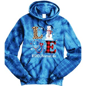 Love Sicu Nurse Life Snow Christmas Nurse Xmas Pajamas Gift Tie Dye Hoodie