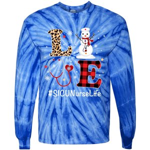 Love Sicu Nurse Life Snow Christmas Nurse Xmas Pajamas Gift Tie-Dye Long Sleeve Shirt