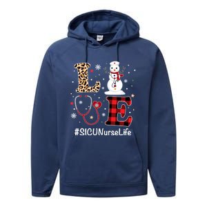 Love Sicu Nurse Life Snow Christmas Nurse Xmas Pajamas Gift Performance Fleece Hoodie