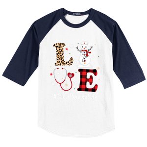 Love Sicu Nurse Life Snow Christmas Nurse Xmas Pajamas Gift Baseball Sleeve Shirt