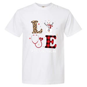 Love Sicu Nurse Life Snow Christmas Nurse Xmas Pajamas Gift Garment-Dyed Heavyweight T-Shirt