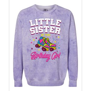 Little Sister of the Birthday Roller Skating Party Colorblast Crewneck Sweatshirt