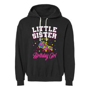 Little Sister of the Birthday Roller Skating Party Garment-Dyed Fleece Hoodie