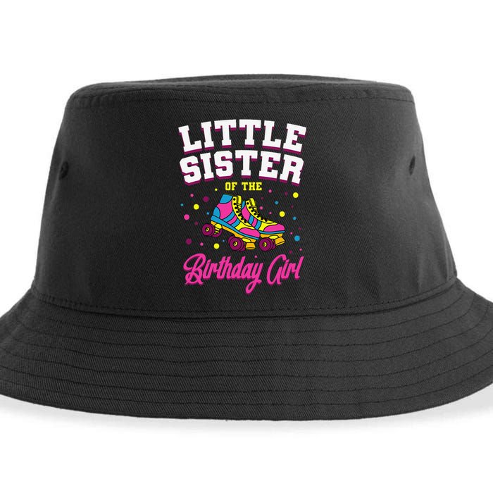 Little Sister of the Birthday Roller Skating Party Sustainable Bucket Hat