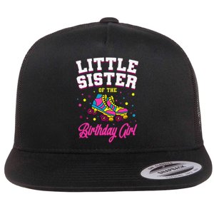 Little Sister of the Birthday Roller Skating Party Flat Bill Trucker Hat