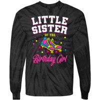 Little Sister of the Birthday Roller Skating Party Tie-Dye Long Sleeve Shirt