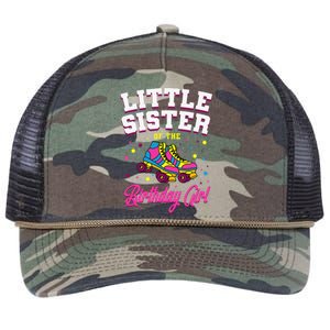 Little Sister of the Birthday Roller Skating Party Retro Rope Trucker Hat Cap