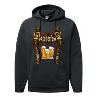 Lederhosen Suspenders Oktoberfest Bavarian Munich Beer Performance Fleece Hoodie