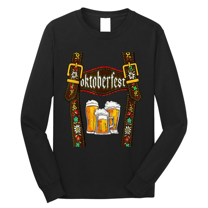 Lederhosen Suspenders Oktoberfest Bavarian Munich Beer Long Sleeve Shirt