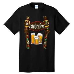 Lederhosen Suspenders Oktoberfest Bavarian Munich Beer Tall T-Shirt