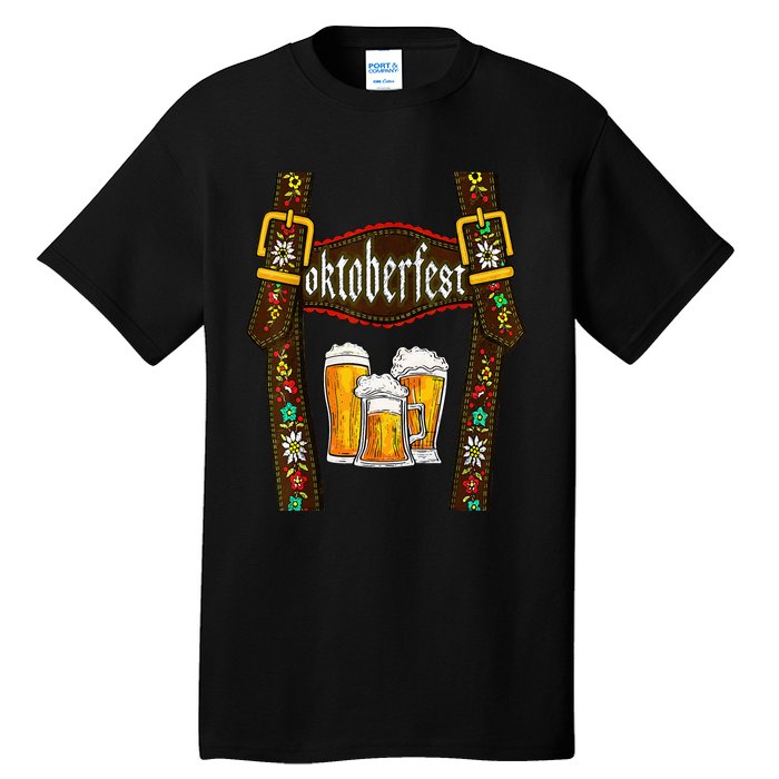 Lederhosen Suspenders Oktoberfest Bavarian Munich Beer Tall T-Shirt