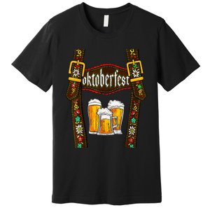 Lederhosen Suspenders Oktoberfest Bavarian Munich Beer Premium T-Shirt