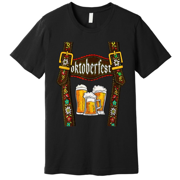 Lederhosen Suspenders Oktoberfest Bavarian Munich Beer Premium T-Shirt