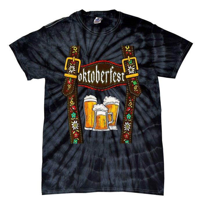 Lederhosen Suspenders Oktoberfest Bavarian Munich Beer Tie-Dye T-Shirt