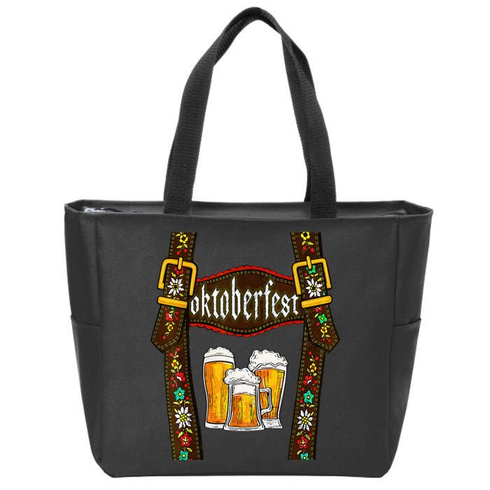 Lederhosen Suspenders Oktoberfest Bavarian Munich Beer Zip Tote Bag