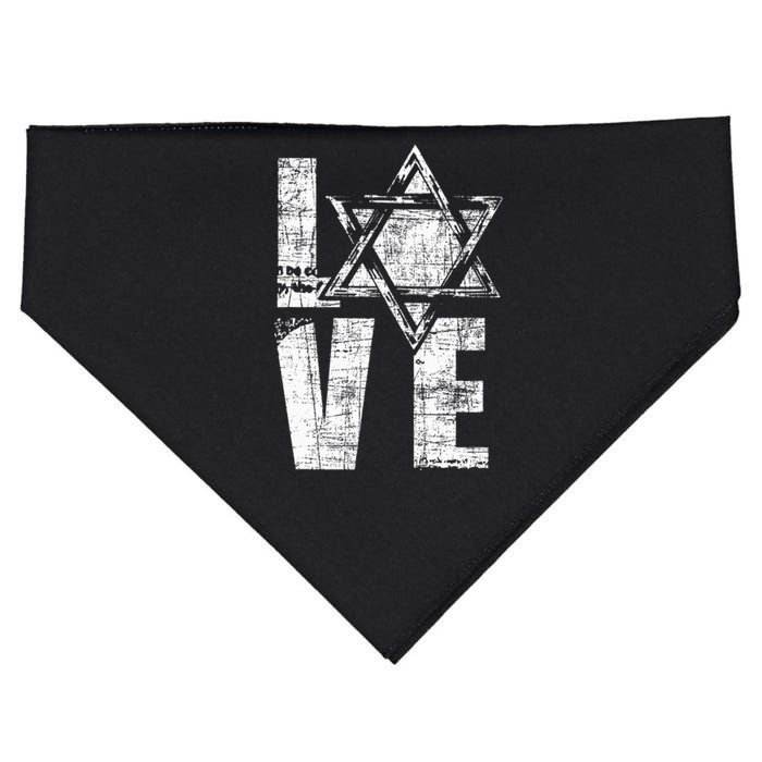 Love  Star Of David Jewish Judaism Israelites USA-Made Doggie Bandana