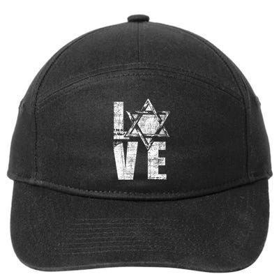 Love  Star Of David Jewish Judaism Israelites 7-Panel Snapback Hat