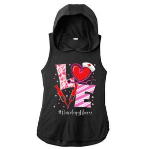 Love Stethoscope Oncology Nurse Valentine's Day Ladies PosiCharge Tri-Blend Wicking Draft Hoodie Tank