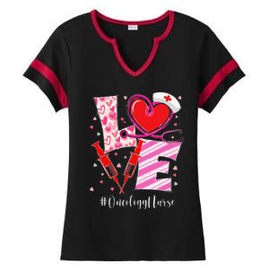 Love Stethoscope Oncology Nurse Valentine's Day Ladies Halftime Notch Neck Tee