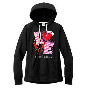 Love Stethoscope Oncology Nurse Valentine's Day Women's Fleece Hoodie