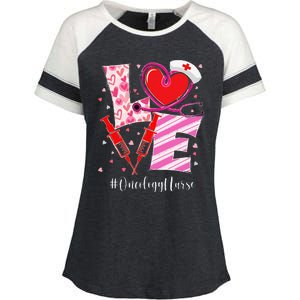 Love Stethoscope Oncology Nurse Valentine's Day Enza Ladies Jersey Colorblock Tee