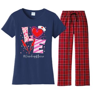 Love Stethoscope Oncology Nurse Valentine's Day Women's Flannel Pajama Set