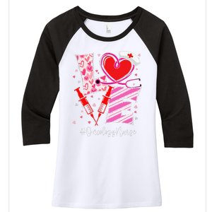 Love Stethoscope Oncology Nurse Valentine's Day Women's Tri-Blend 3/4-Sleeve Raglan Shirt