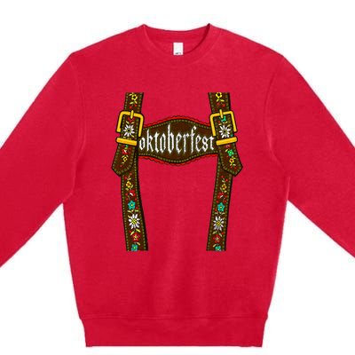 Lederhosen Suspenders Oktoberfest Bavarian Munich Beer Premium Crewneck Sweatshirt