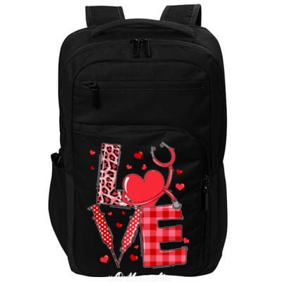 Love Stethoscope Orthopedic Nurse Leopard Valentines Day Cute Gift Impact Tech Backpack