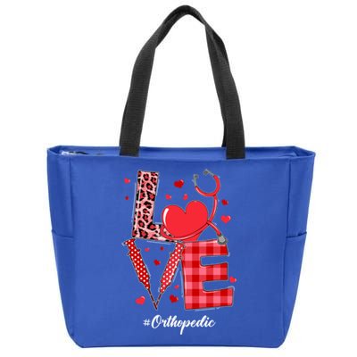 Love Stethoscope Orthopedic Nurse Leopard Valentines Day Cute Gift Zip Tote Bag