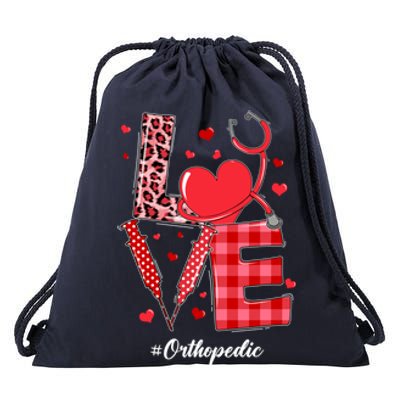 Love Stethoscope Orthopedic Nurse Leopard Valentines Day Cute Gift Drawstring Bag