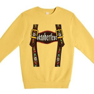 Lederhosen Suspenders Oktoberfest Bavarian Munich Beer Premium Crewneck Sweatshirt