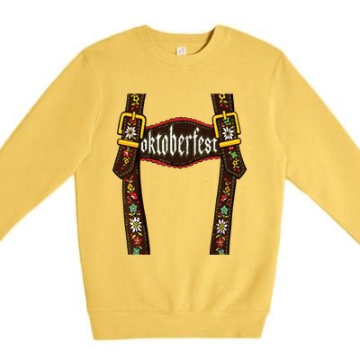 Lederhosen Suspenders Oktoberfest Bavarian Munich Beer Premium Crewneck Sweatshirt