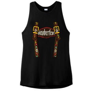 Lederhosen Suspenders Oktoberfest Bavarian Munich Beer Ladies PosiCharge Tri-Blend Wicking Tank