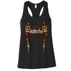 Lederhosen Suspenders Oktoberfest Bavarian Munich Beer Women's Racerback Tank