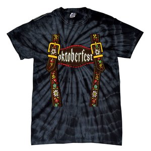 Lederhosen Suspenders Oktoberfest Bavarian Munich Beer Tie-Dye T-Shirt